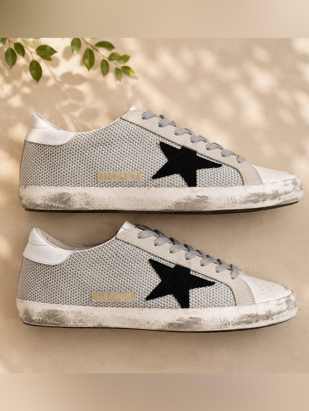 ✨Authentic Golden Goose ✨ Beige Mesh Sneakers with Black Star
